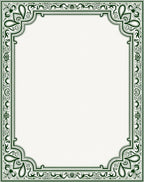 Ornate Green Floral Border Design Rug