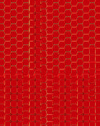 Crimson Hexagonal Metallic Pattern Rug