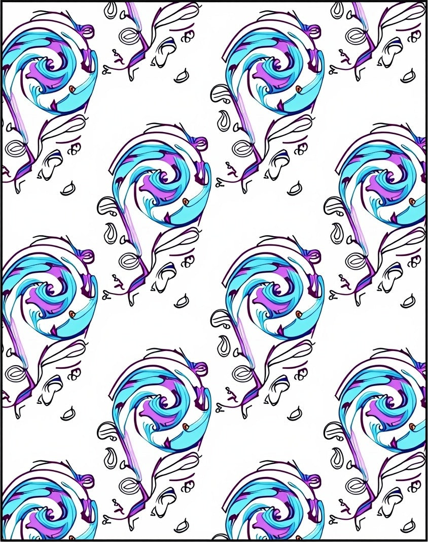 Playful Purple Teal Swirl Paisley Rug