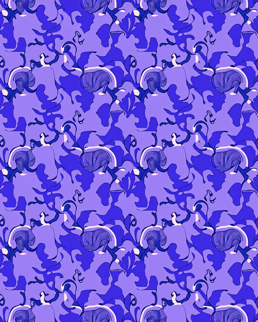 Abstract Floral Pattern in Cool Tones Rug