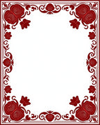 Damask Rose Scroll Border Design Rug