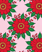 Vibrant Red Floral Berry Garland Rug