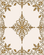 Gold Leaf Scrollwork Square Pattern Rug