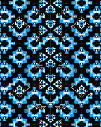 Geometric Blue White Repetitive Pattern Rug