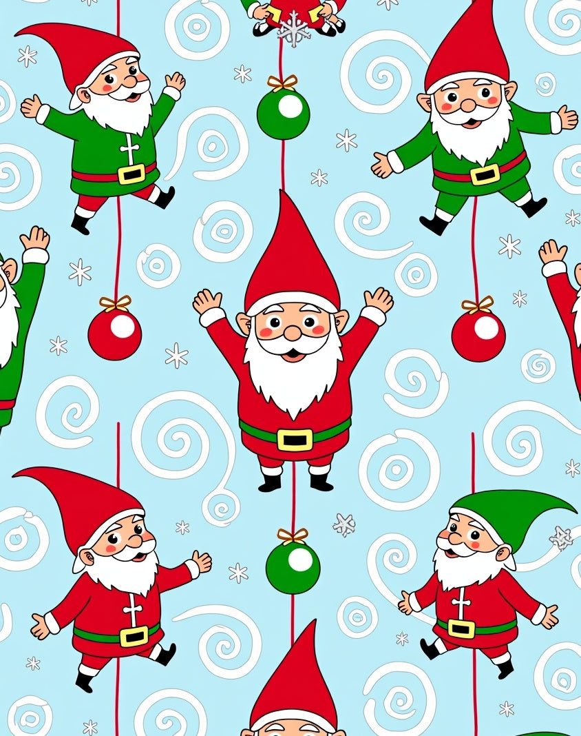 Cute Red Elf Christmas Swirl Background Rug