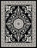 Classic Black White Floral Damask Rug