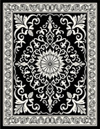 Classic Black White Floral Damask Rug