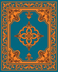 Intricate Orange Floral Teal Design Rug