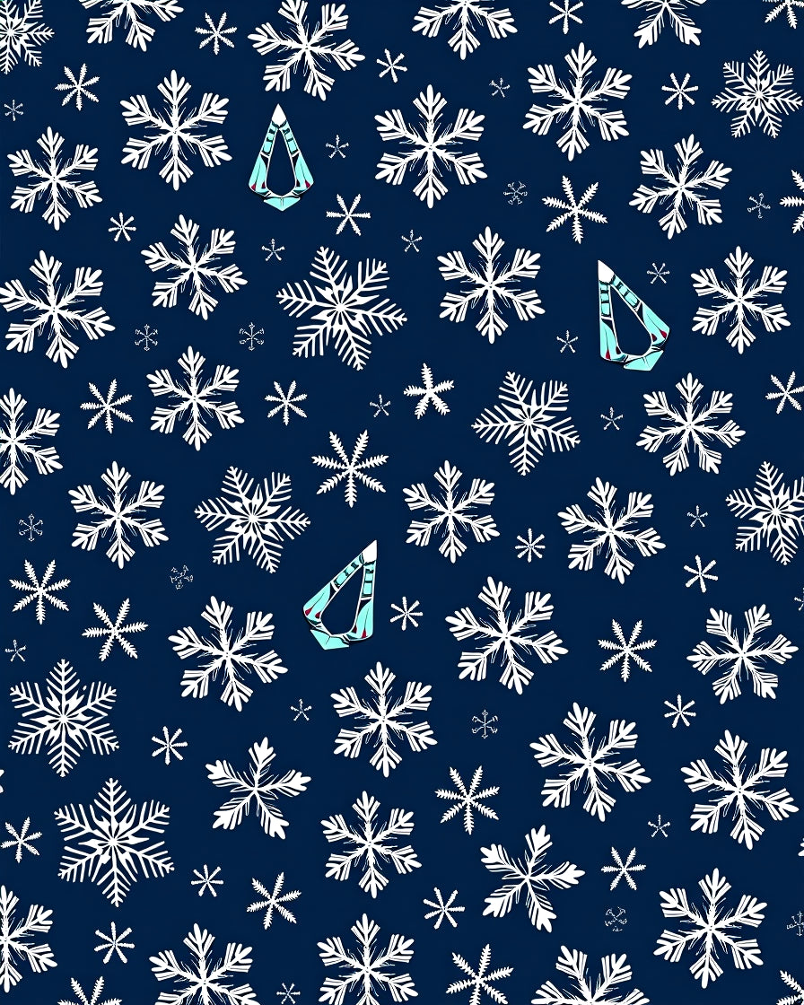 Navy White Snowflake Geometric Drop Rug