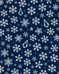 Navy White Snowflake Geometric Drop Rug
