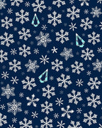 Navy White Snowflake Geometric Drop Rug