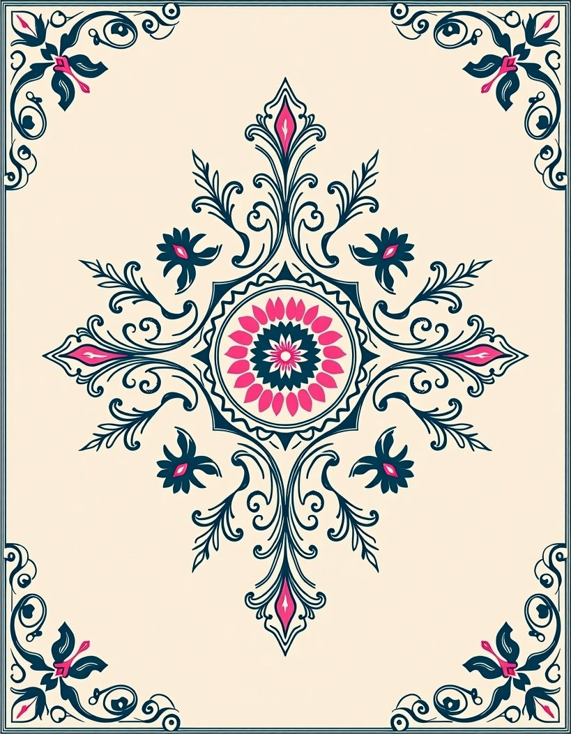 Intricate Floral Medallion Design Rug