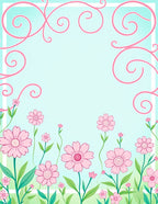 Pink Floral Swirls Garden Pattern Rug