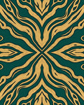 Ornate Teal Gold Abstract Pattern Rug