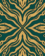 Ornate Teal Gold Abstract Pattern Rug