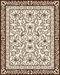 Dark Brown Floral Scrollwork Rug