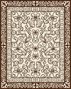Dark Brown Floral Scrollwork Rug
