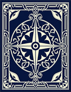 Classic Navy Compass Rose Design Rug