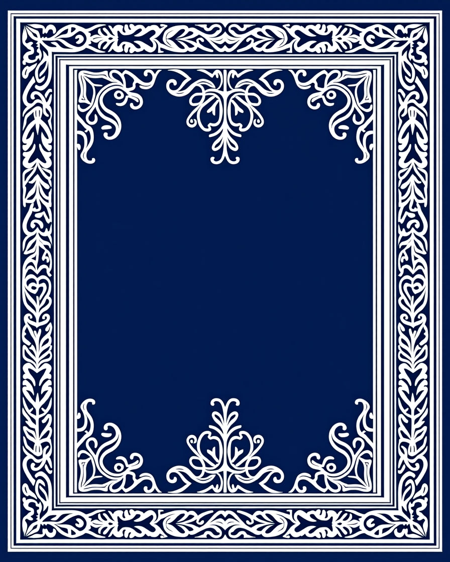Elegant White Floral Border Rug