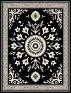 Classic Floral Symmetry Damask Pattern Rug