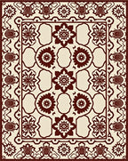 Deep Red Floral Lattice Symmetry Rug