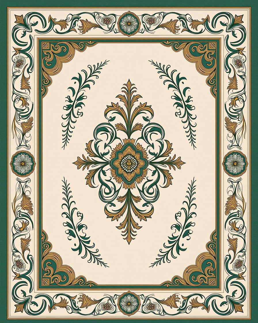 Ornate Floral Scrollwork Harmony Rug