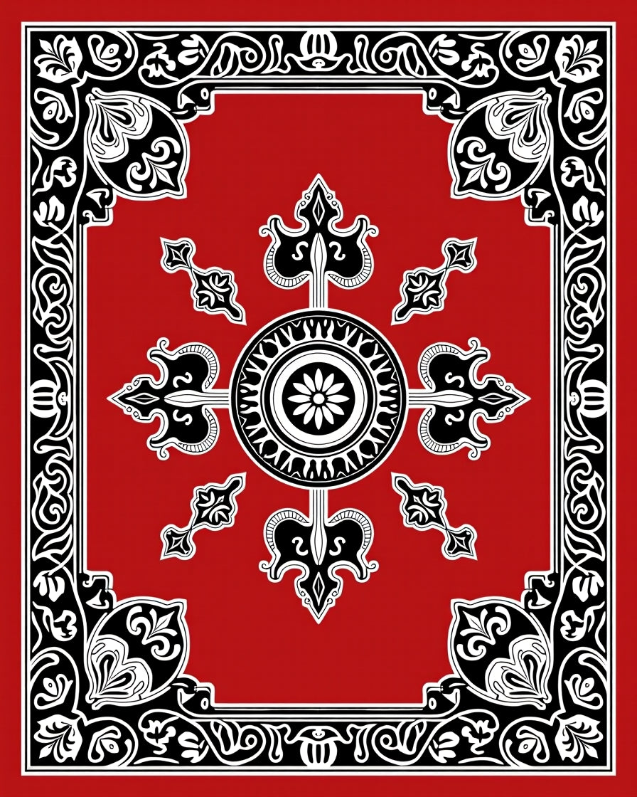 Bold Circular Floral Border Design Rug