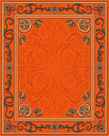 Ornate Floral Scrollwork Vivid Orange Rug