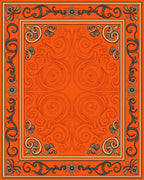 Ornate Floral Scrollwork Vivid Orange Rug