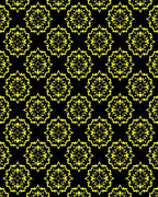 Mandala Yellow Black Repeating Medallion Rug