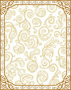 Golden Scrollwork Vine Pattern Rug