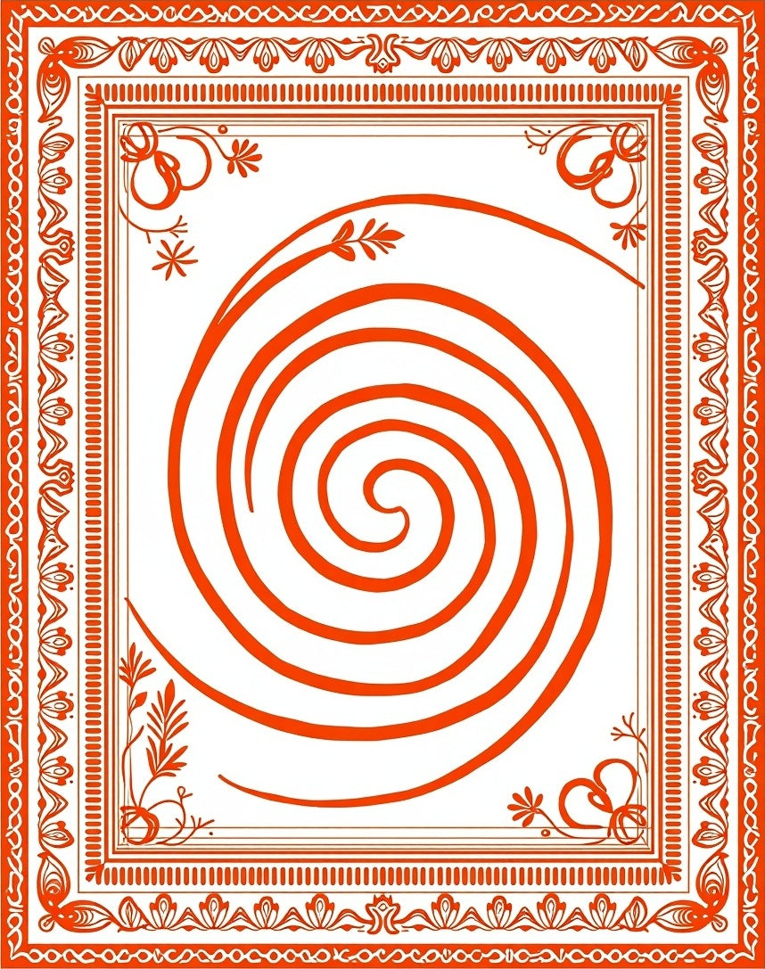 Bold Orange Swirl Scroll Pattern Rug
