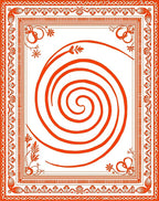 Bold Orange Swirl Scroll Pattern Rug