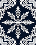 White Floral Mandala Pattern on Navy Rug