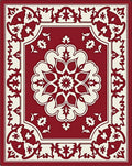 Rich Red Floral Medallion Design Rug