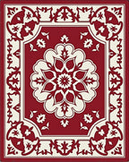 Rich Red Floral Medallion Design Rug
