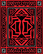 Bold Abstract Geometric Red Black Rug