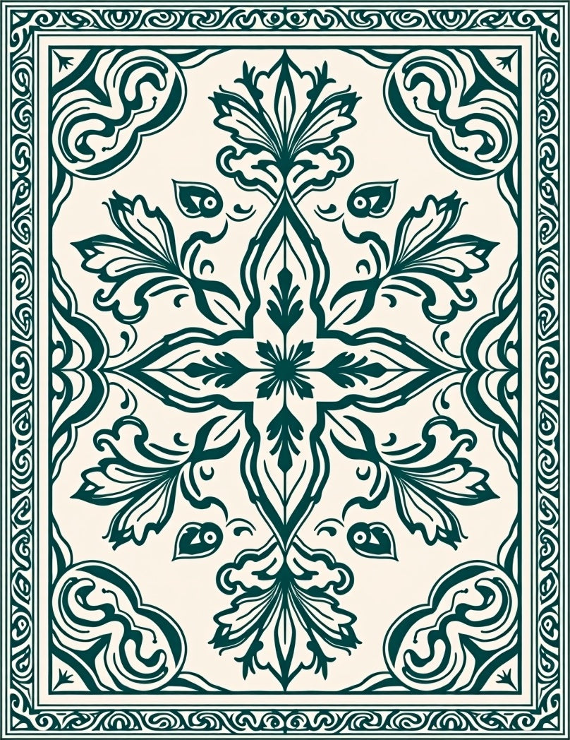 Classic Floral Damask Pattern Rug