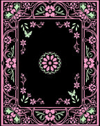 Pink Botanical Flourish Butterfly Design Rug