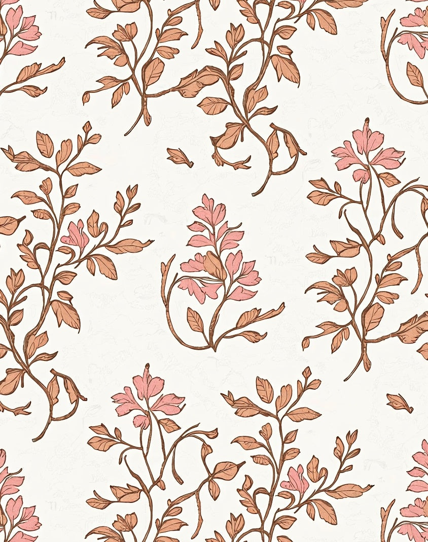 Delicate Floral Branch Pattern Rug
