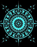 Intricate Aqua Medallion Tribal Design Rug