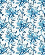 Blue Stylized Floral Vines Rug