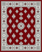 Elegant Red Floral Medallion Rug