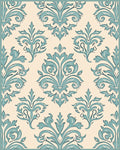 Elegant Teal Damask Floral Pattern Rug