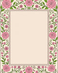 Floral Vines With Pink Roses Border Rug