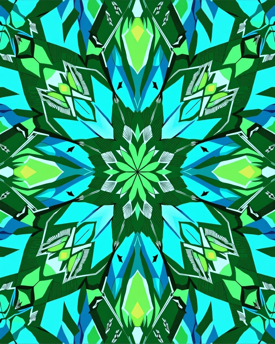 Vivid Geometric Kaleidoscope Design Rug