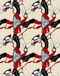 Abstract Red Black White Pattern Rug