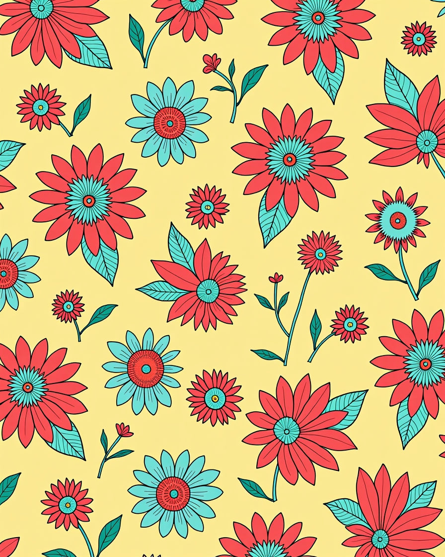 Retro Floral Garden Delight Rug