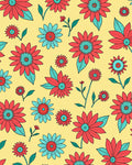 Retro Floral Garden Delight Rug