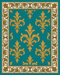 Elegant Gold Leaf Teal Damask Rug